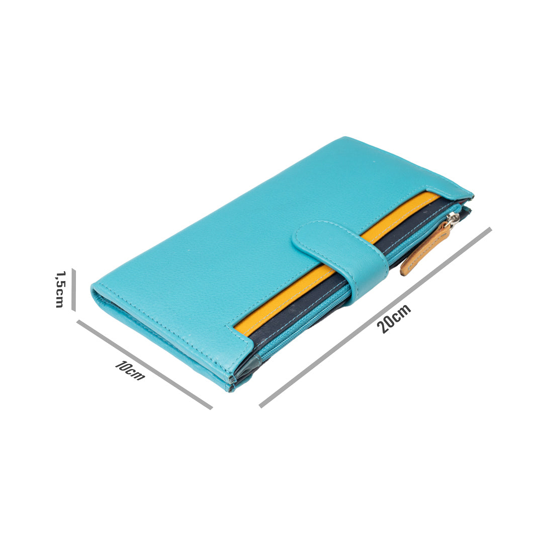 Portofel femei din piele naturala turcoaz Cory,protectie Rfid