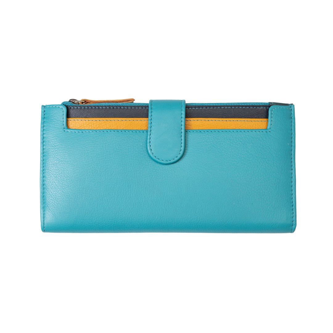 Portofel femei din piele naturala turcoaz Cory,protectie Rfid