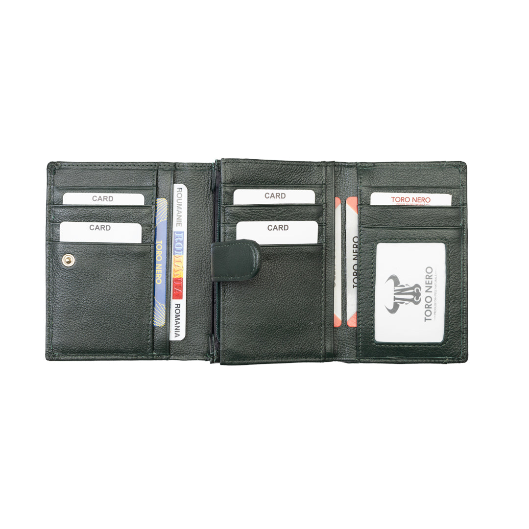 Portofel femei din piele naturala verde-detail Little