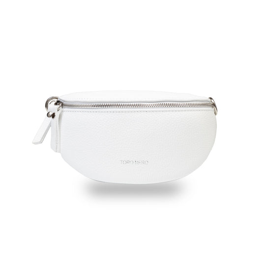 Borsetă damă din piele naturala alb Waist Glam
