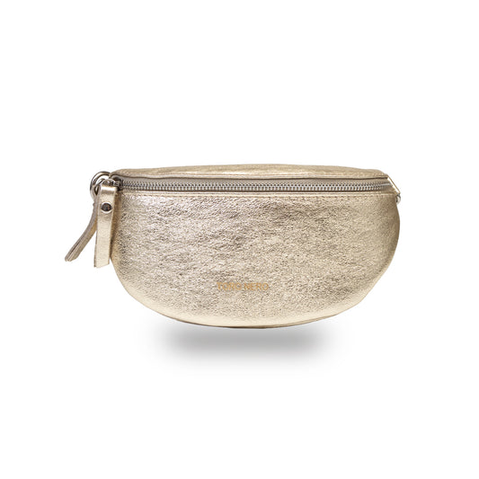 Borsetă damă din piele naturala auriu Waist Glam