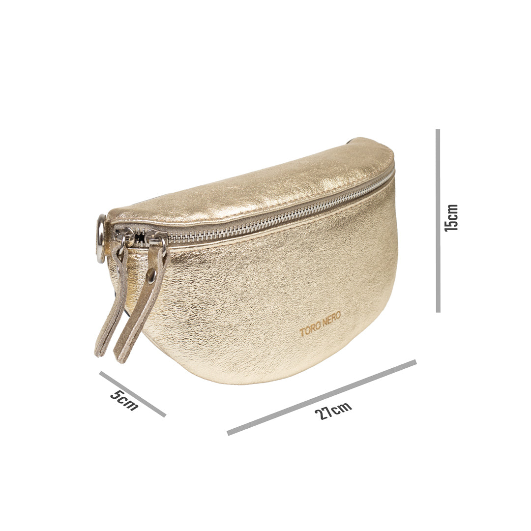 Borsetă damă din piele naturala auriu Waist Glam