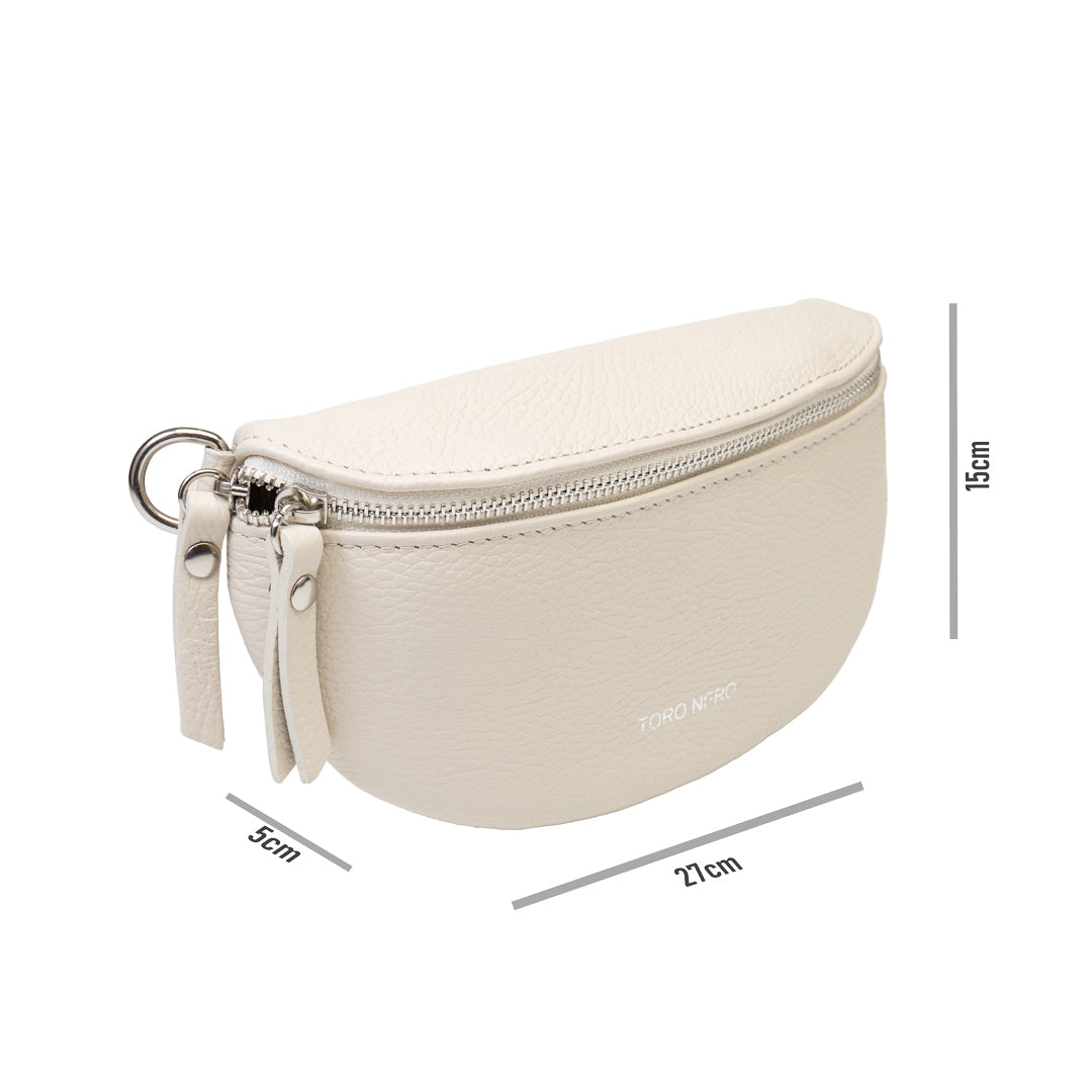 Borsetă damă din piele naturala bej Waist Glam