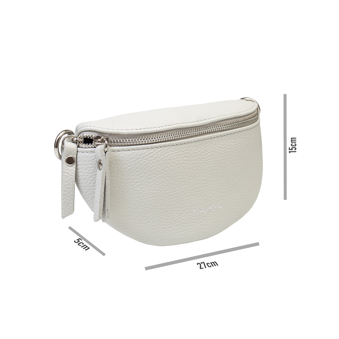 Borsetă damă din piele naturala gri Waist Glam