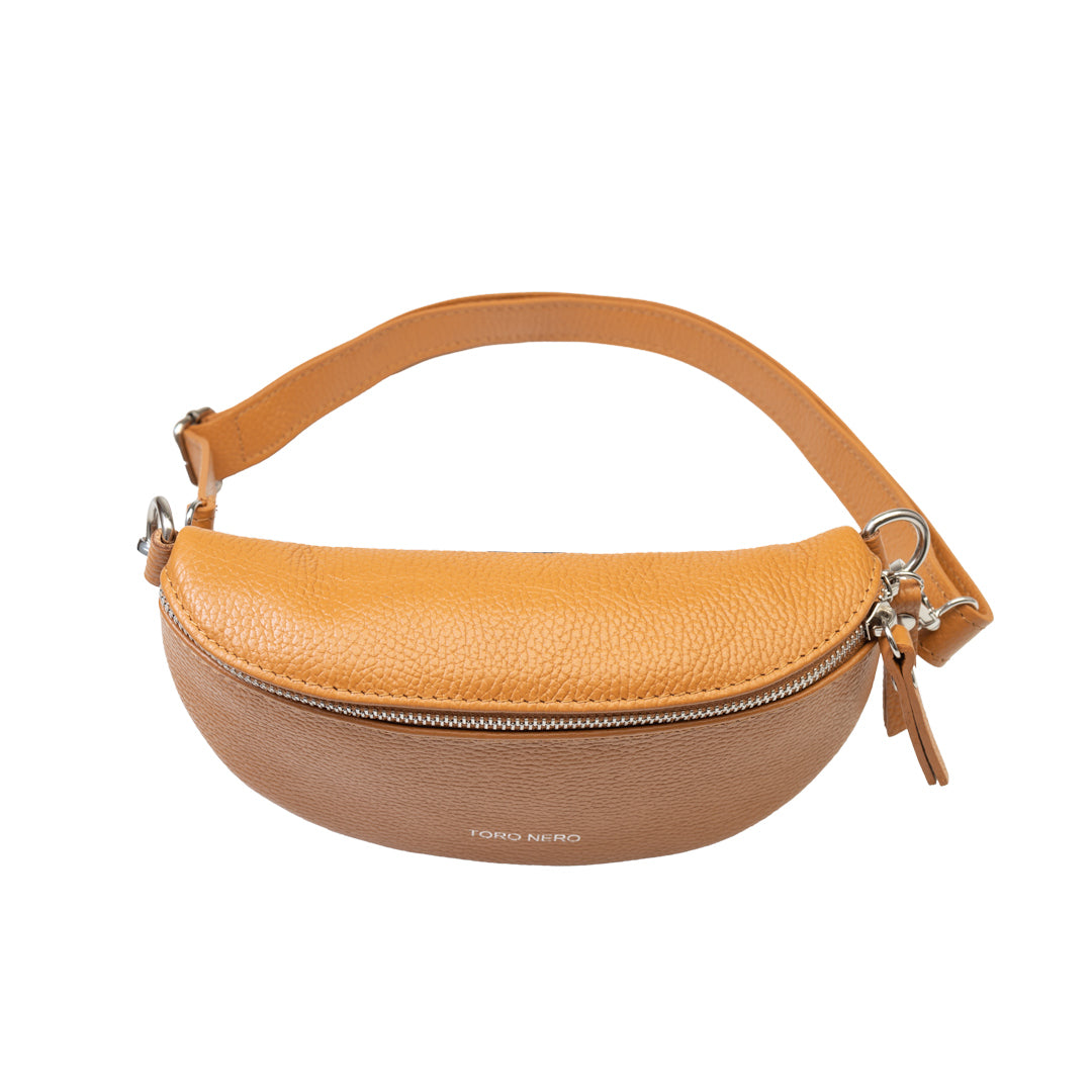 Borsetă damă din piele naturala maro Waist Glam