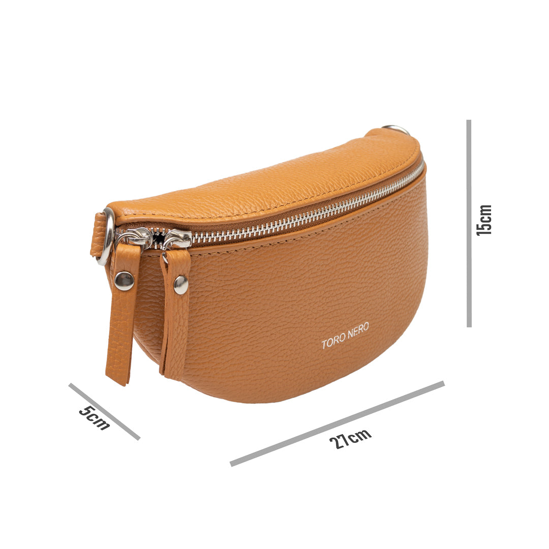 Borsetă damă din piele naturala maro Waist Glam
