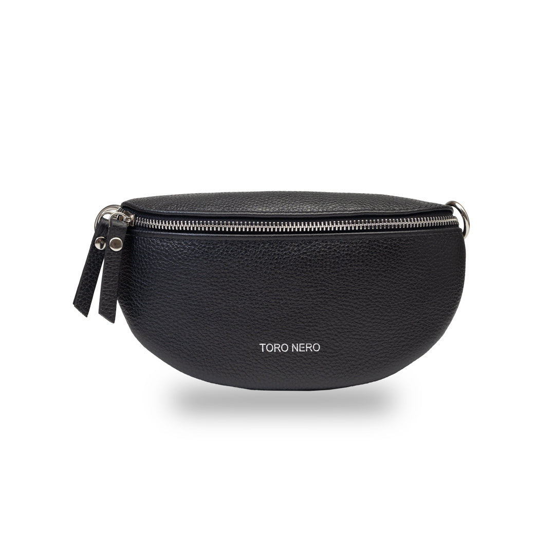Borsetă damă din piele naturala neagra Waist Glam