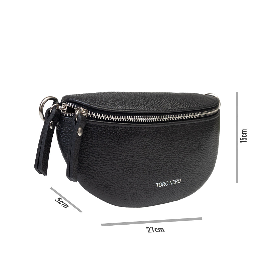 Borsetă damă din piele naturala neagra Waist Glam