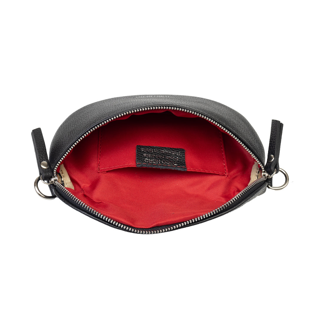 Borsetă damă din piele naturala neagra Waist Glam