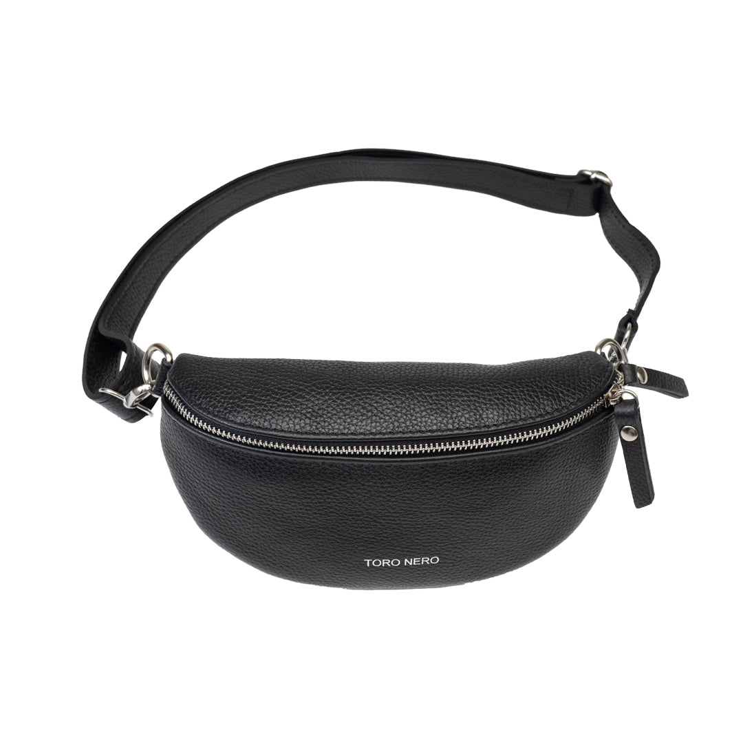 Borsetă damă din piele naturala neagra Waist Glam