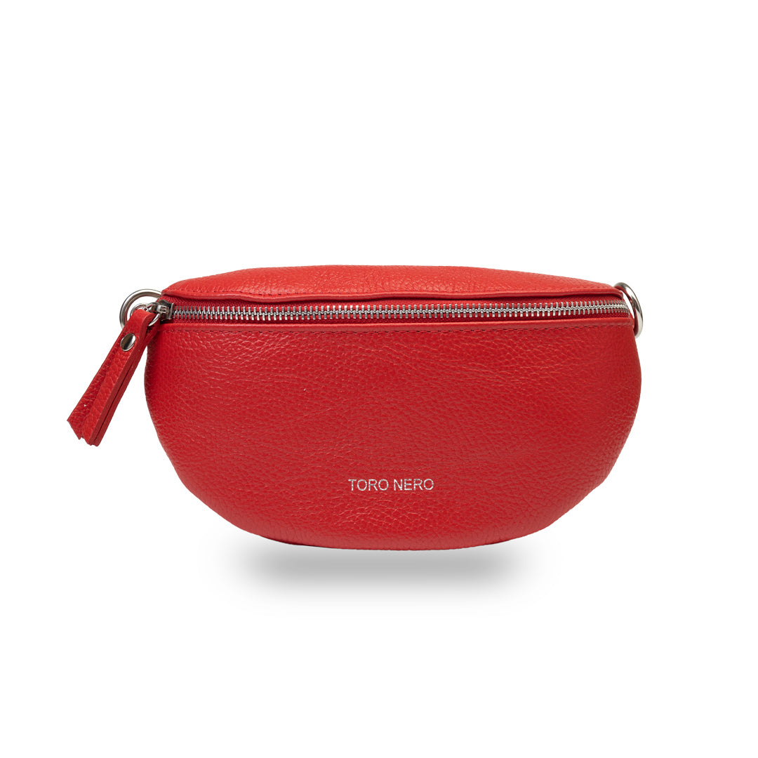 Borsetă damă din piele naturala rosu Waist Glam