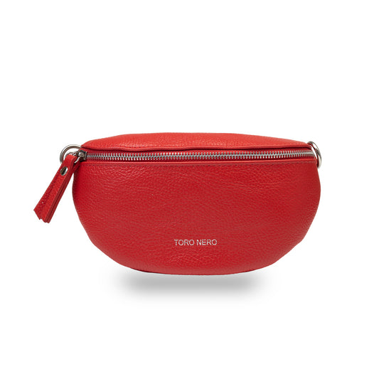 Borsetă damă din piele naturala rosu Waist Glam