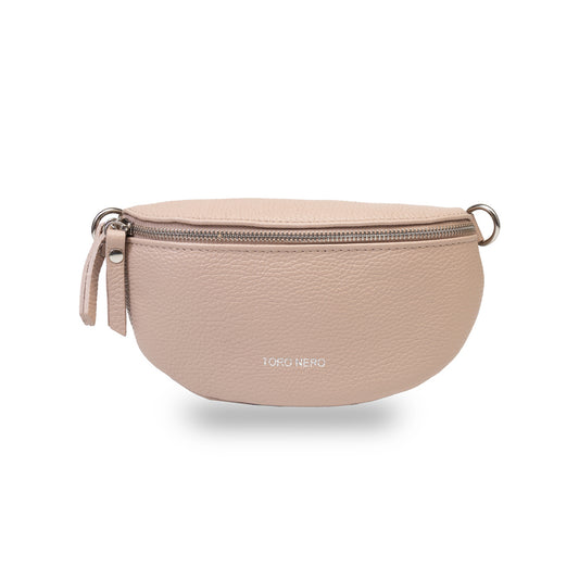Borsetă damă din piele naturala roz pal Waist Glam