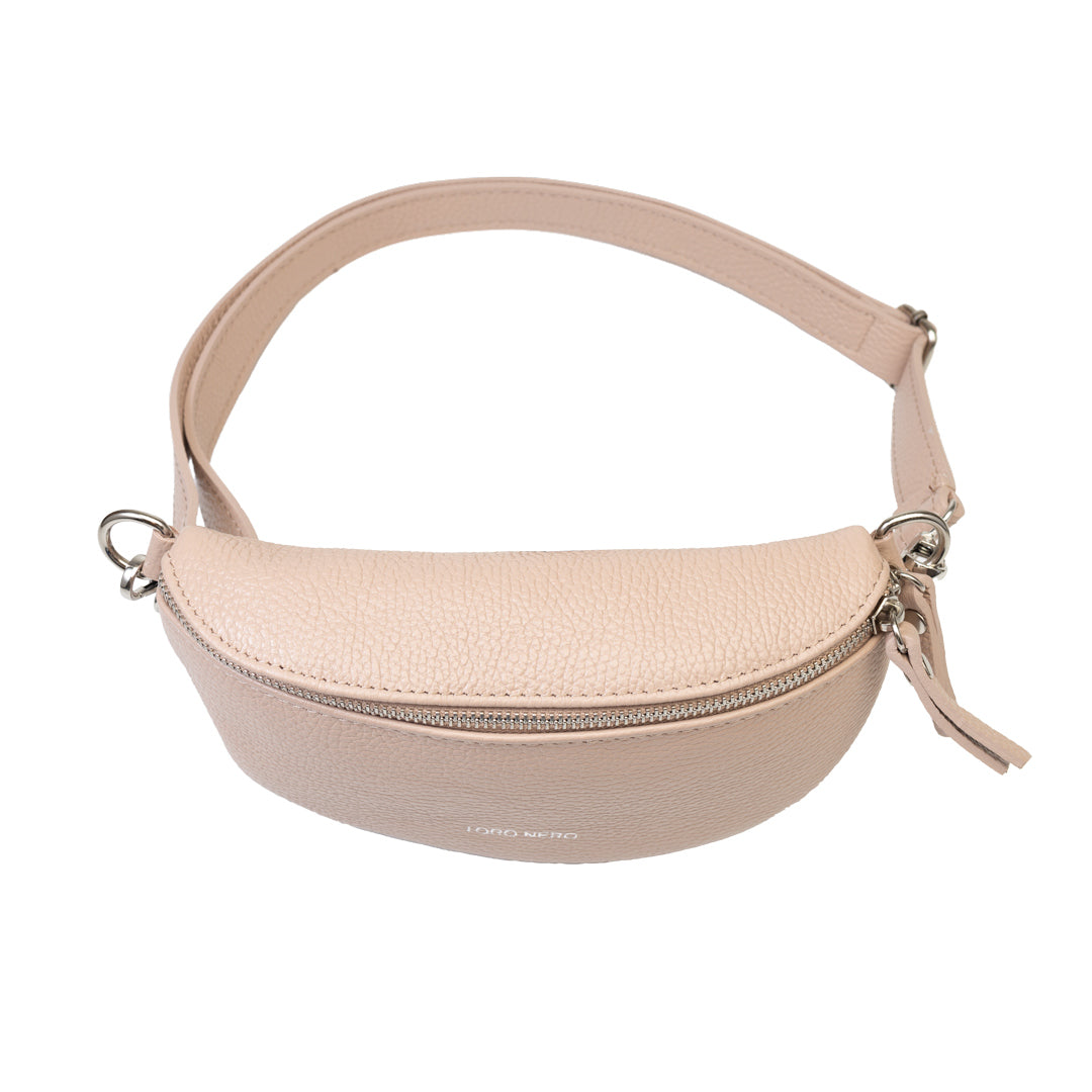 Borsetă damă din piele naturala roz pal Waist Glam