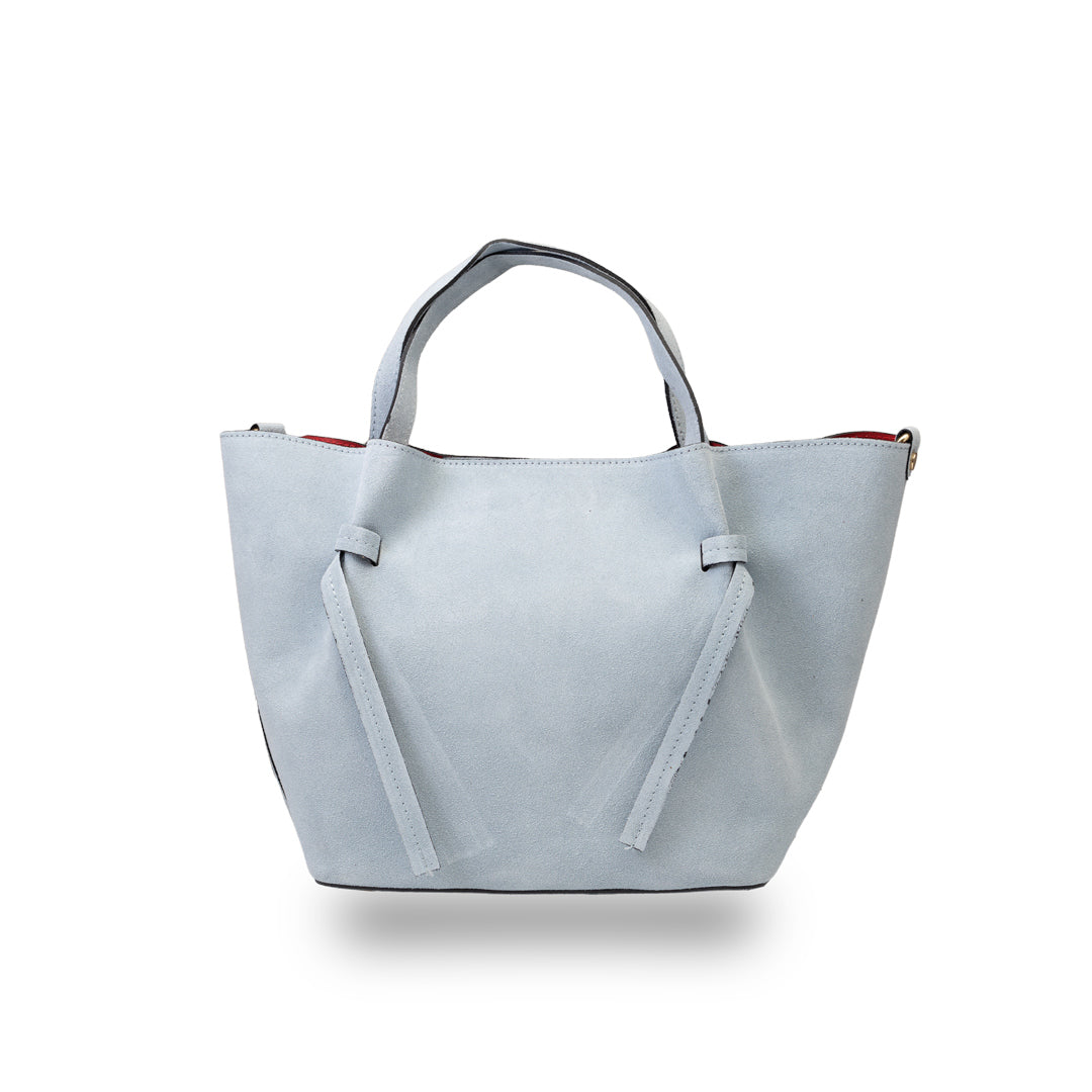 Geanta dama din piele intoarsa naturala albastru deschis Loretta