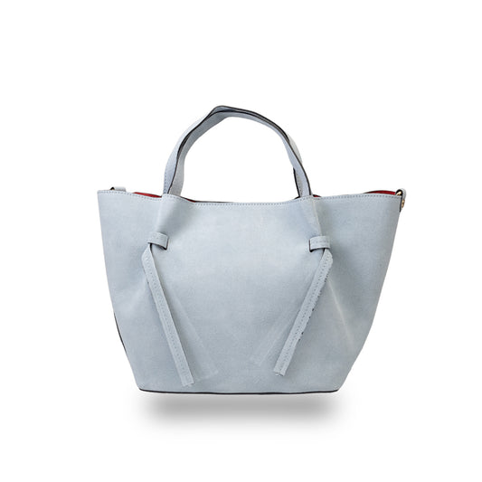 Geanta dama din piele intoarsa naturala albastru deschis Loretta