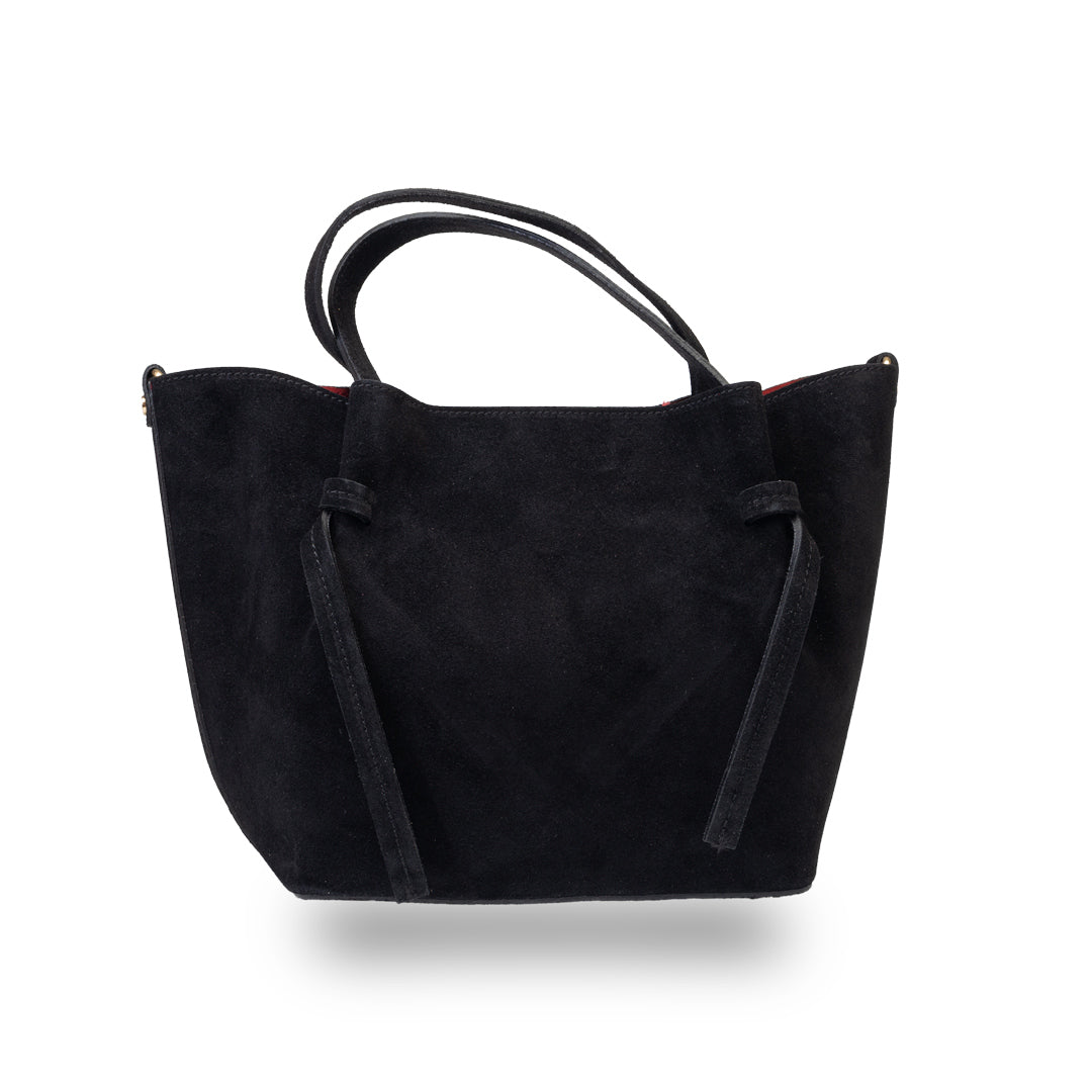 Geanta dama din piele intoarsa naturala negru Loretta