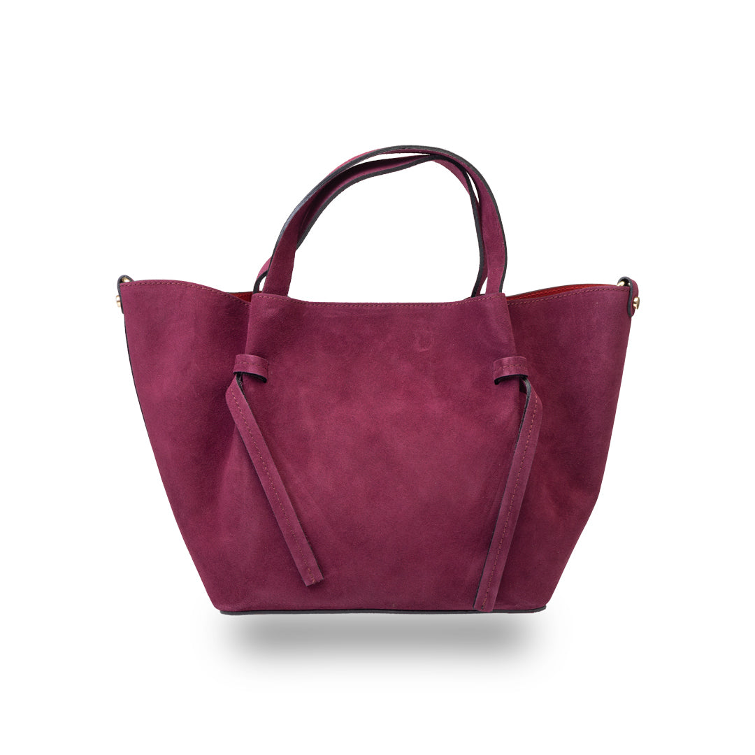 Geanta dama din piele intoarsa naturala pruna Loretta