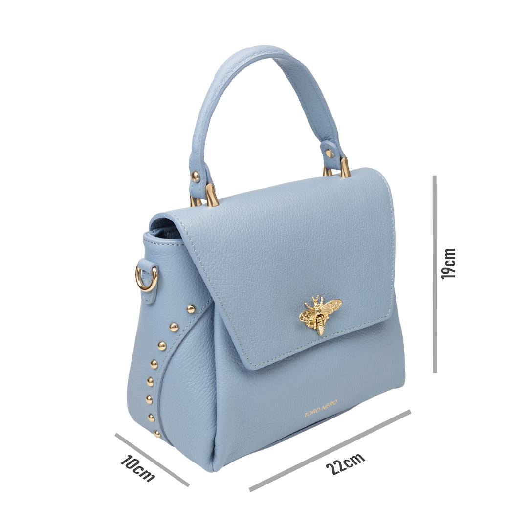 Geanta dama din piele naturala baby blue Olivia