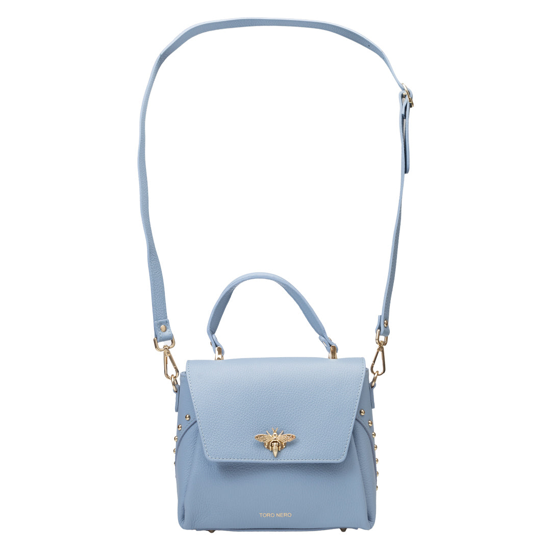 Geanta dama din piele naturala baby blue Olivia