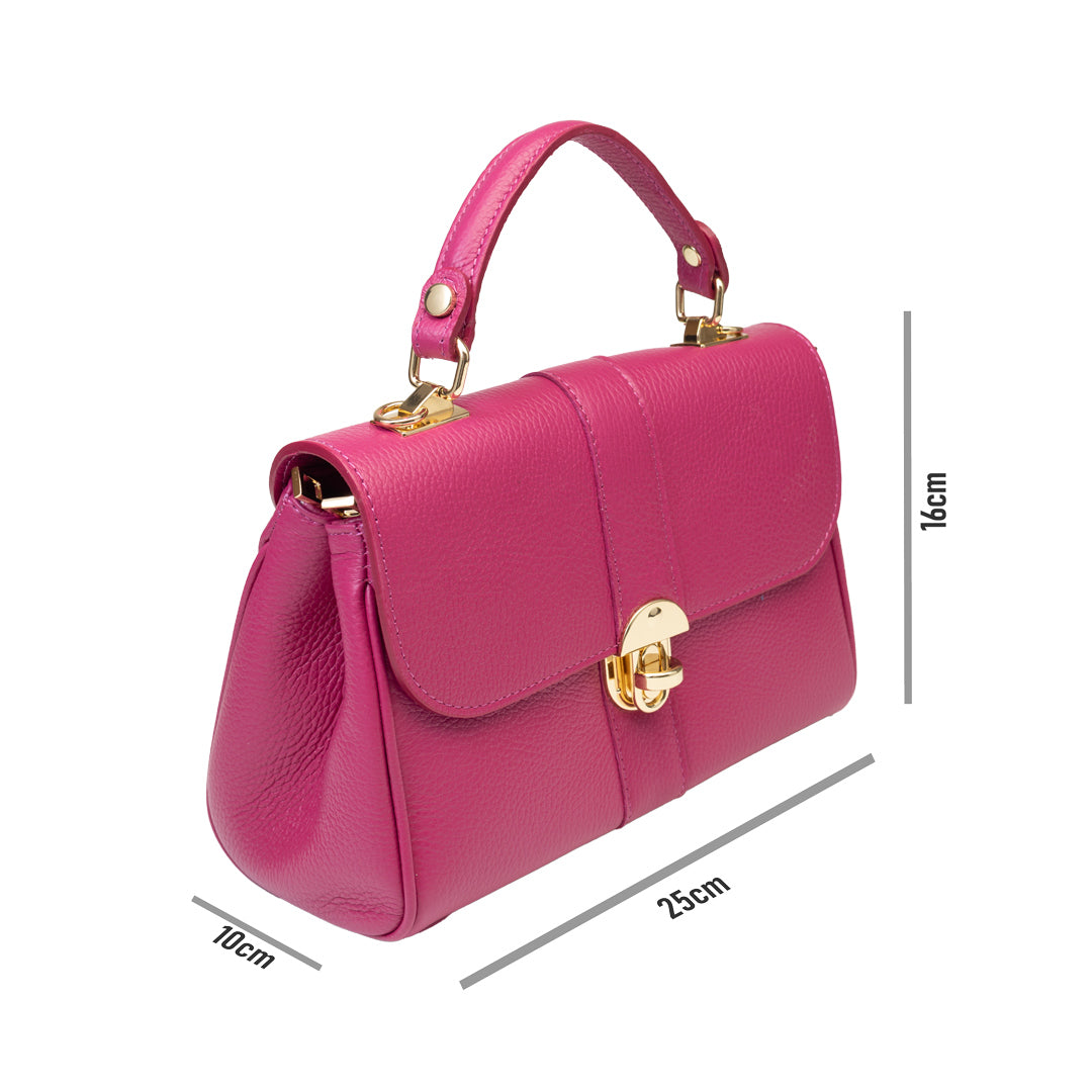 Geanta dama din piele naturala fucsia Beatrice