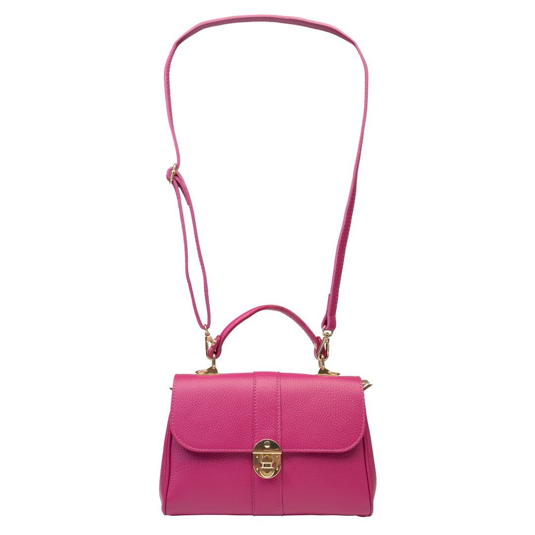 Geanta dama din piele naturala fucsia Beatrice