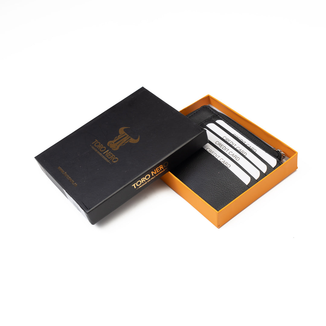 Port-card barbati din piele naturala negru Ruffi