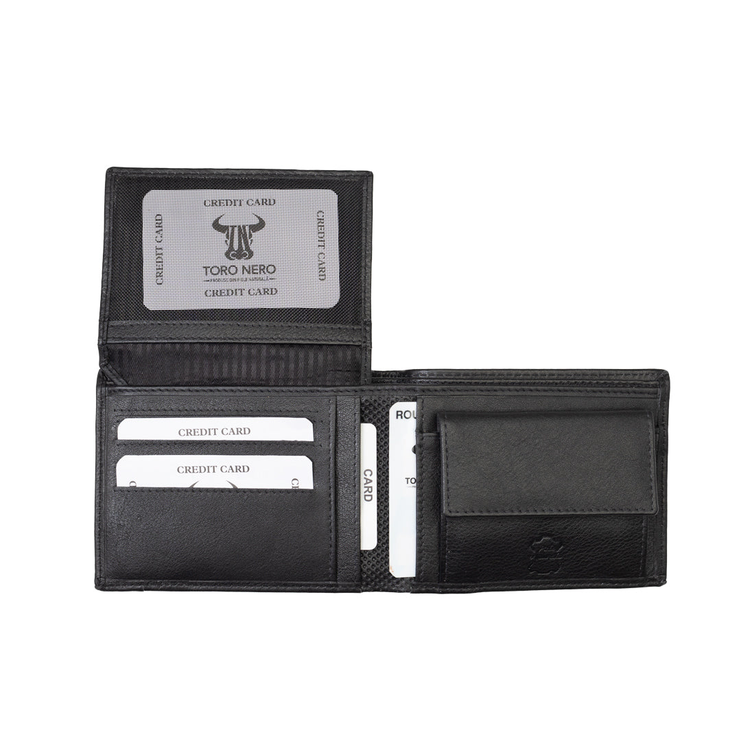 Portofel barbati din piele naturala negru-line Vox,protectie RFID