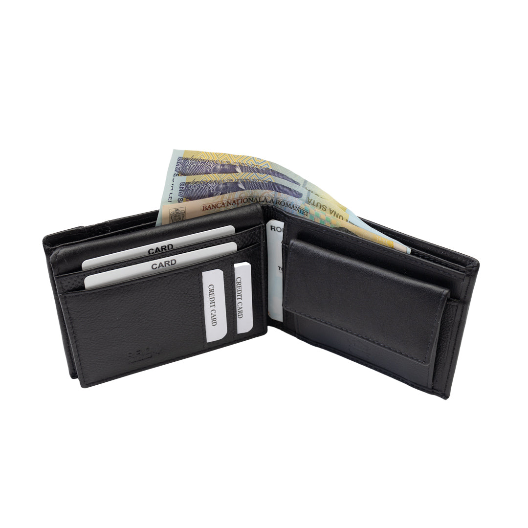 Portofel barbati din piele naturala negru-line Vox,protectie RFID