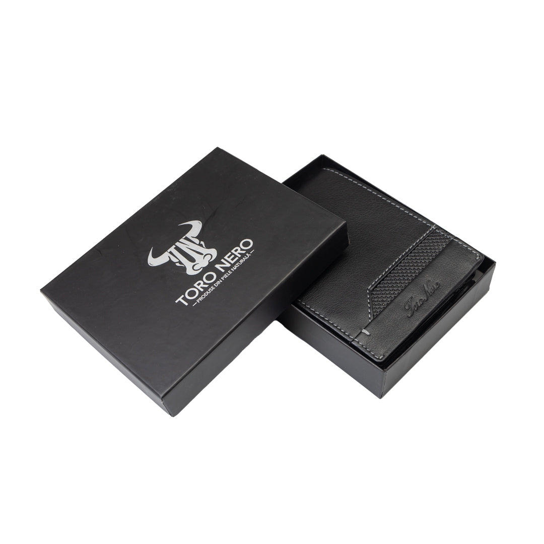 Portofel barbati din piele naturala negru-line Vox,protectie RFID
