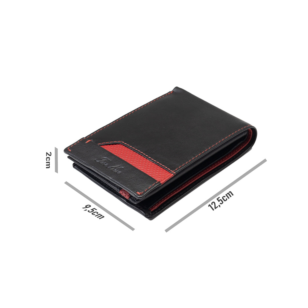 Portofel barbati din piele naturala negru-rosu Vox,protectie RFID