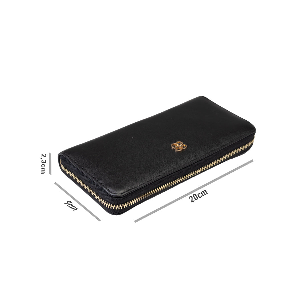 Portofel femei din piele naturala negru-detail Arya