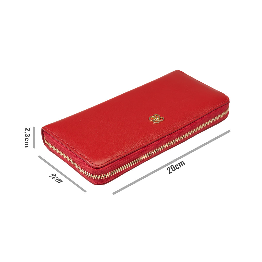 Portofel femei din piele naturala rosu-detail Arya