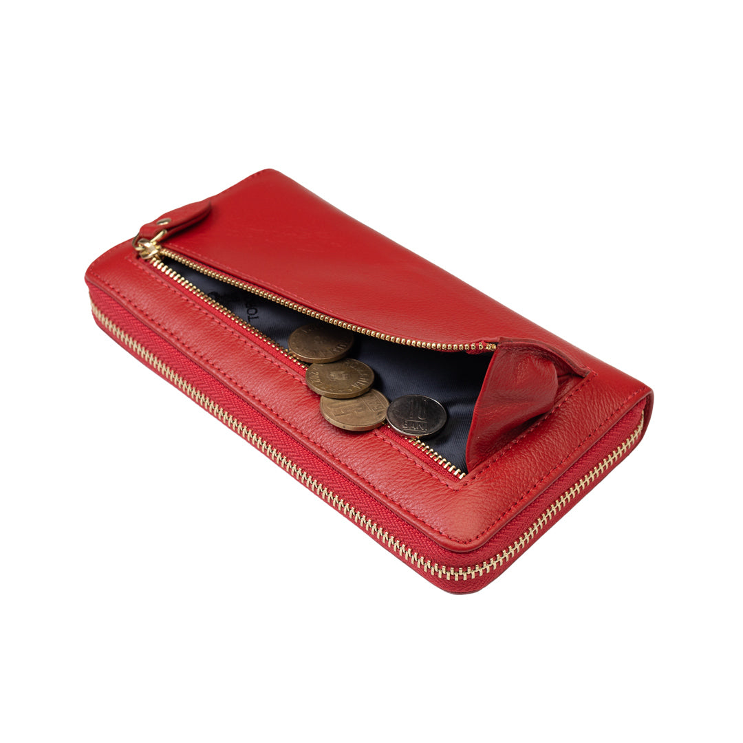 Portofel femei din piele naturala rosu-detail Arya