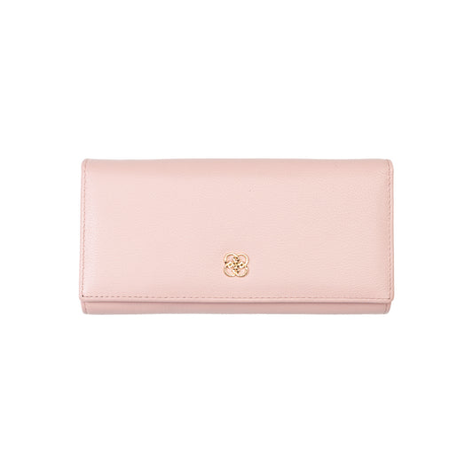 Women's wallet made of natural leather, powder pink - detail Reset