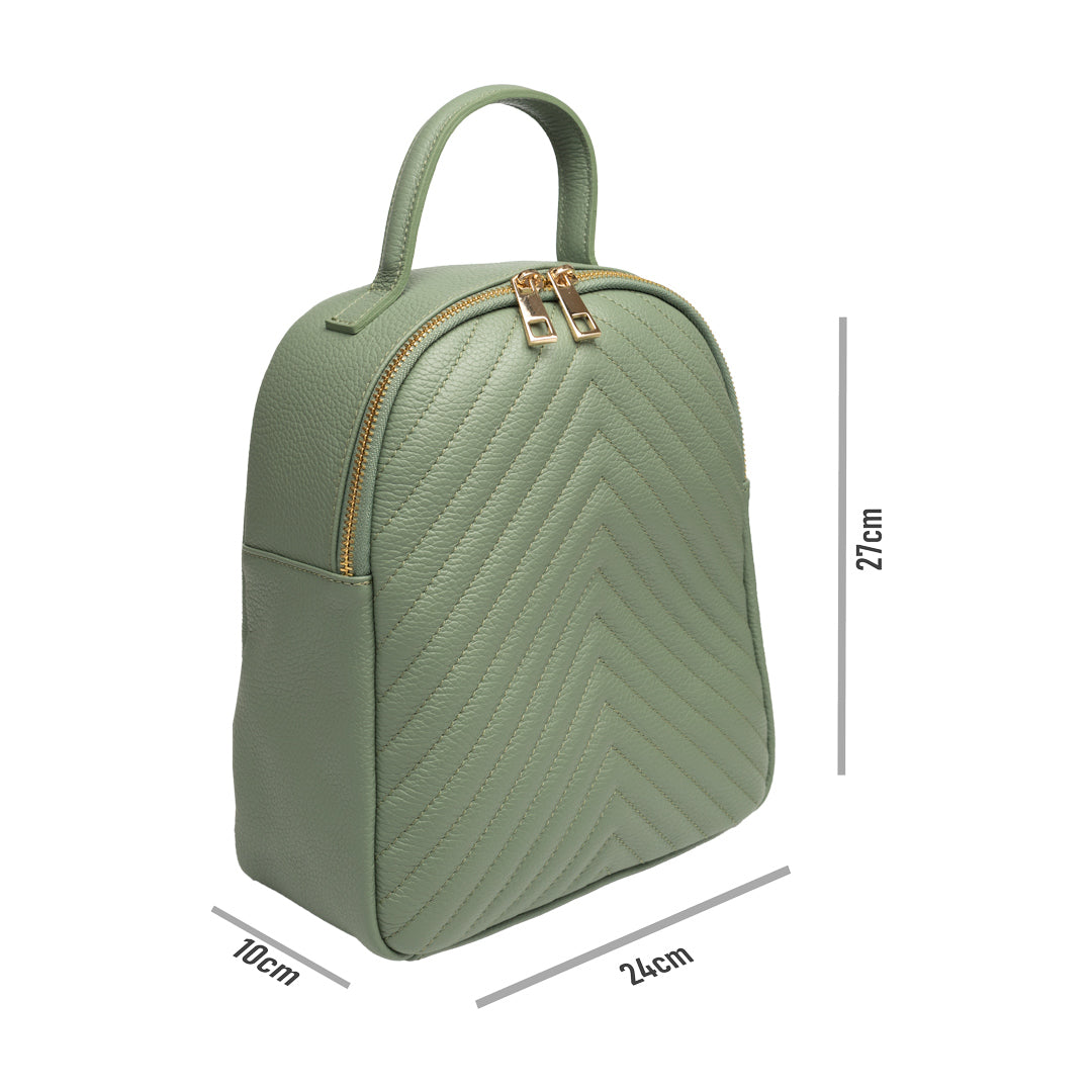 Rucsac damă din piele naturala verde salvie Ruxi