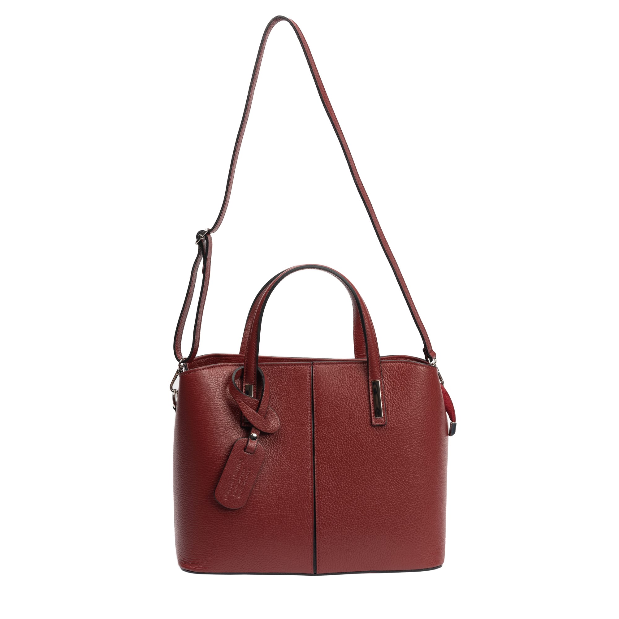 Geantă damă din piele naturala bordo Mara - imagine 2