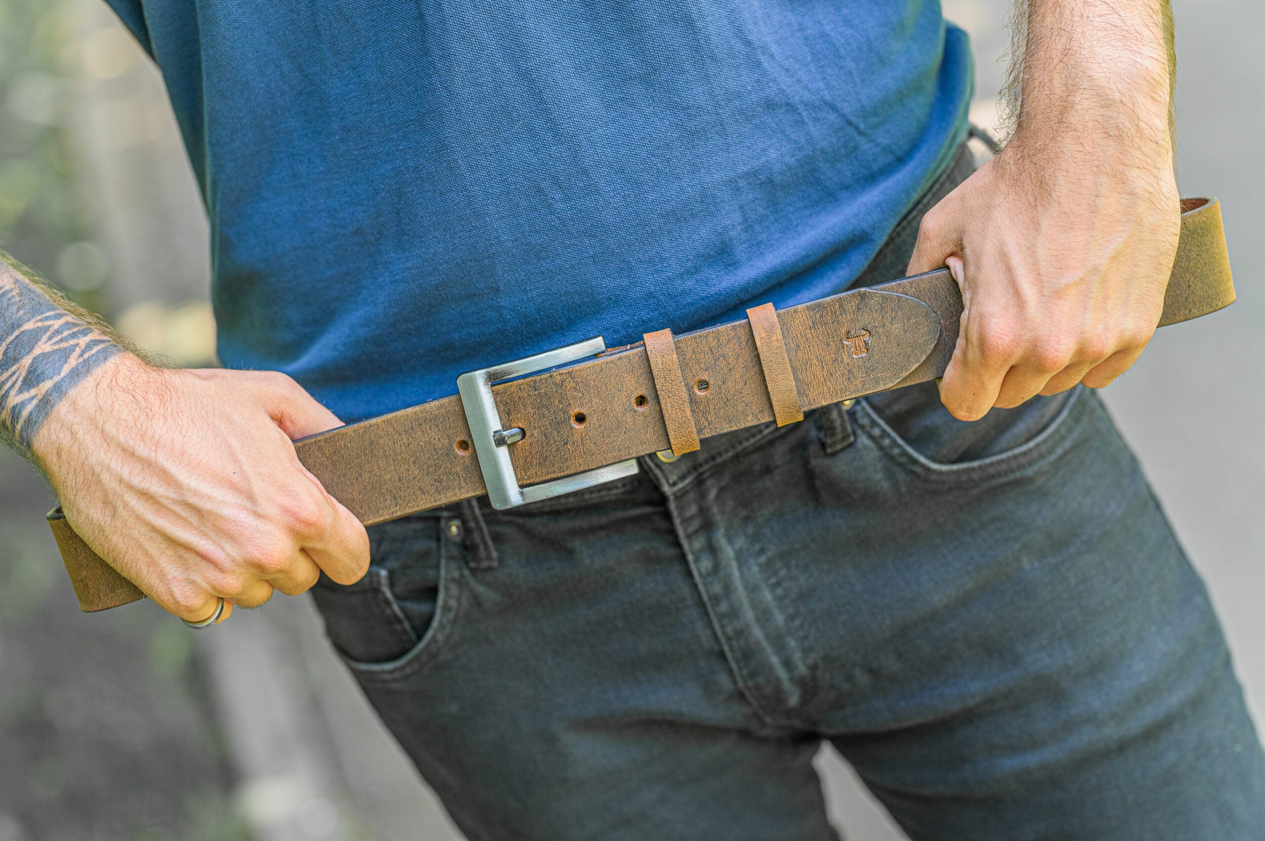 Curea barbati din piele naturala maro Industrial XXL - imagine 11