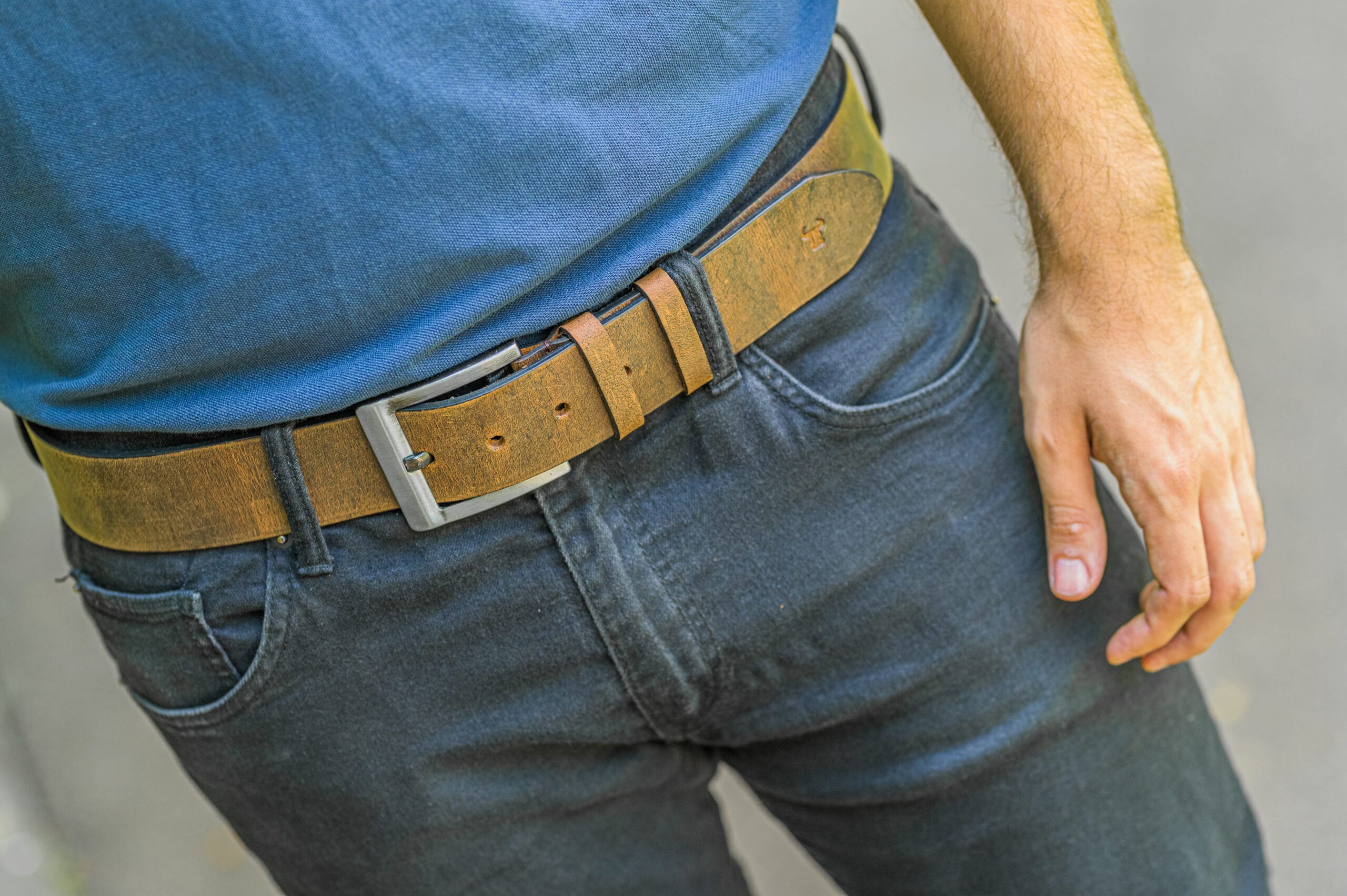 Curea barbati din piele naturala maro Industrial XXL - imagine 10