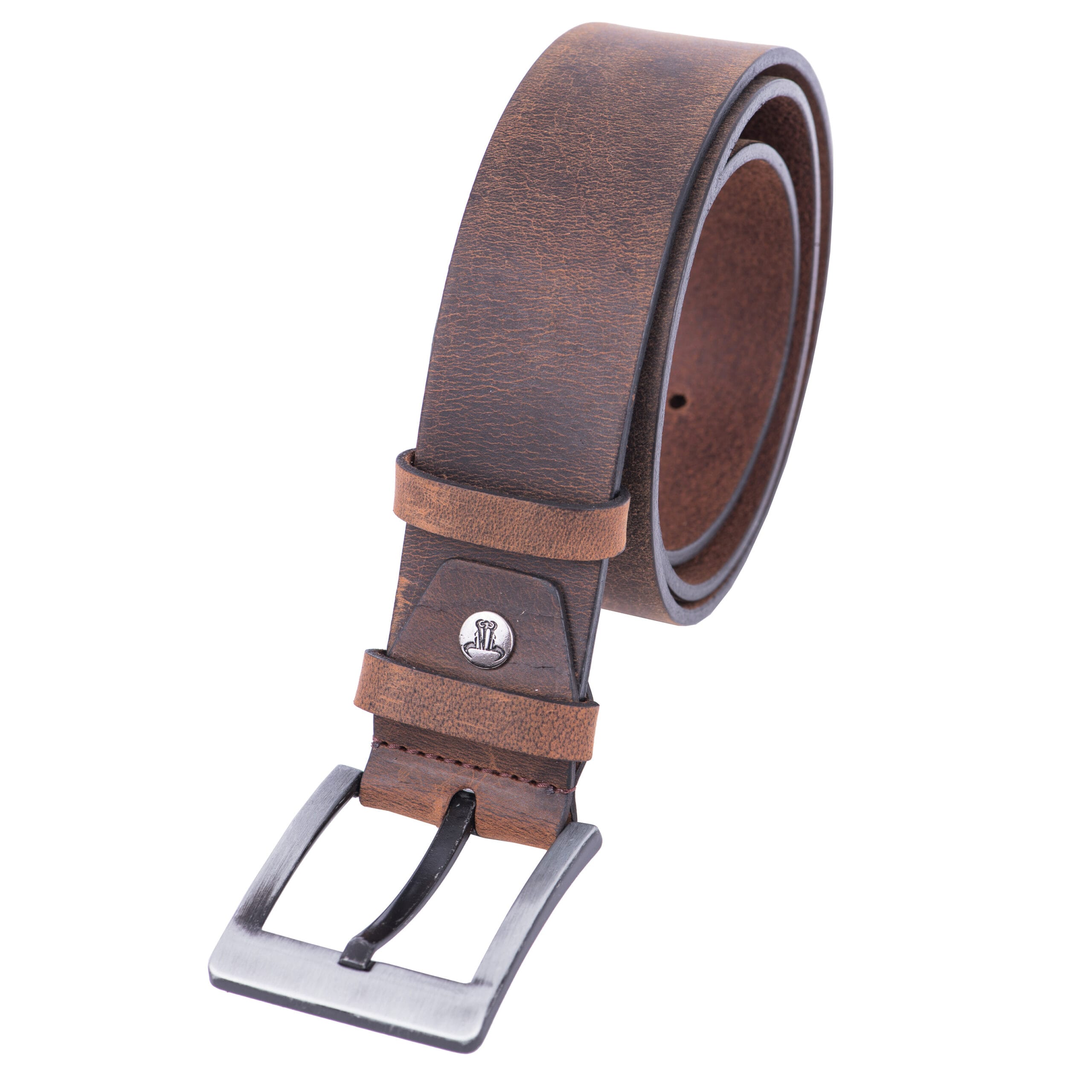 Curea barbati din piele naturala maro Industrial XXL - imagine 4