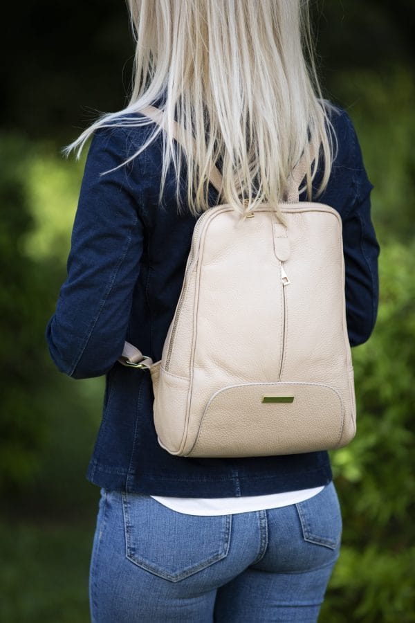 Rucsac damă din piele naturala roz pal Maja - imagine 9