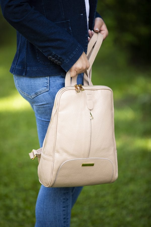 Rucsac damă din piele naturala roz pal Maja - imagine 8
