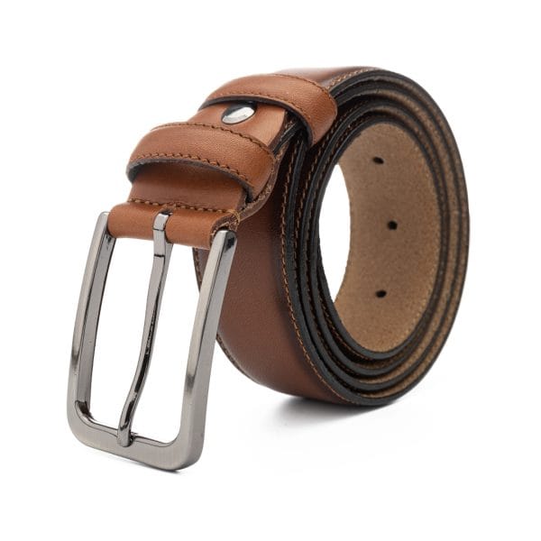 Curea barbati din piele naturala maro Gradient - imagine 4