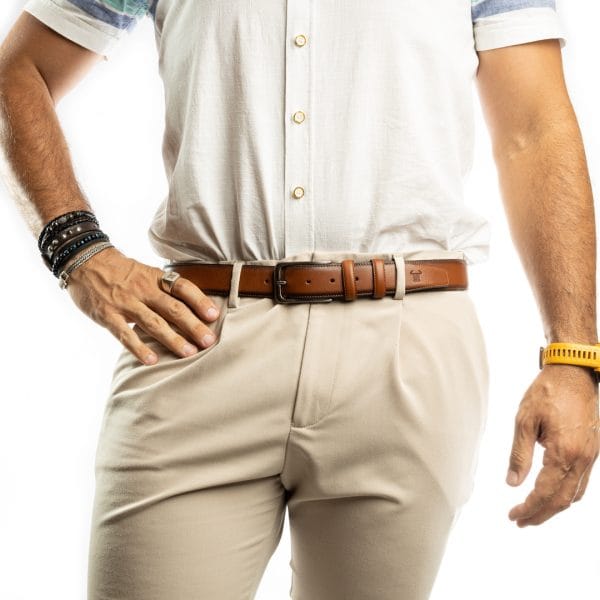 Curea barbati din piele naturala maro Gradient - imagine 5