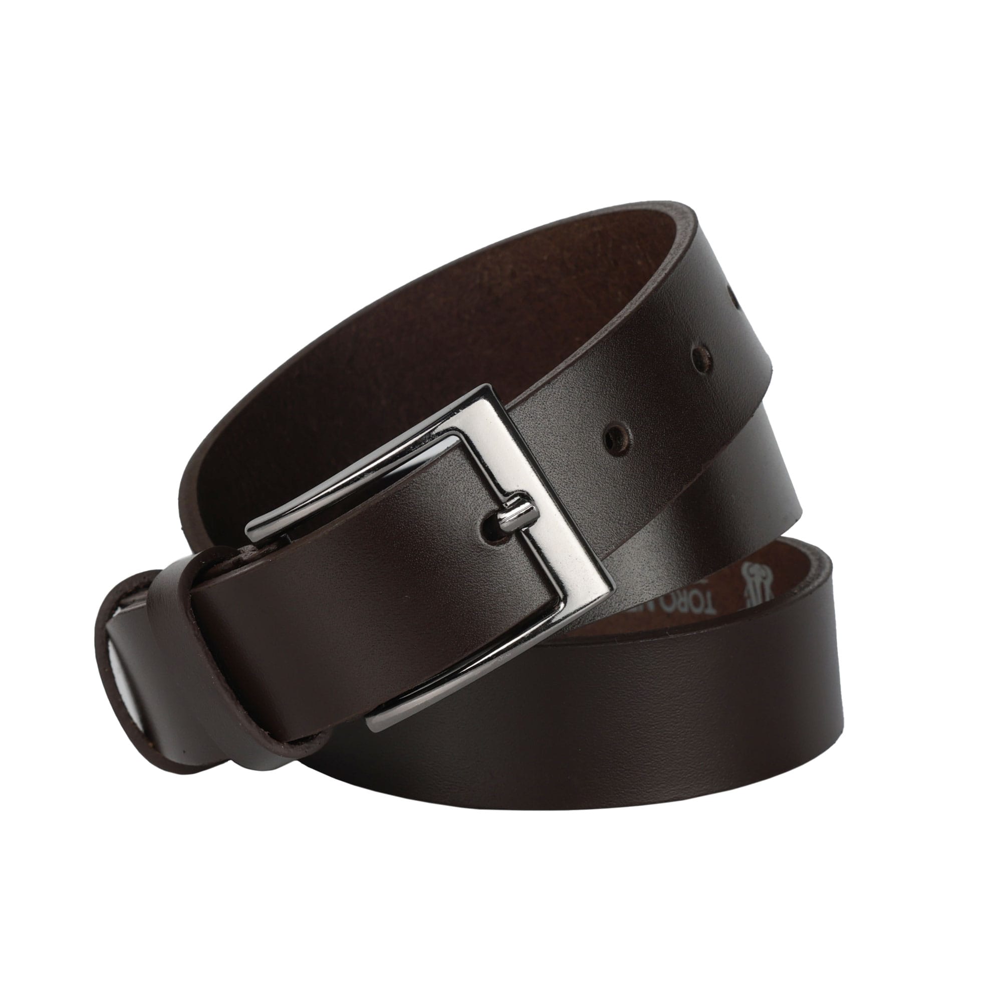 Curea barbati din piele naturala maro-inchis Simple - imagine 2