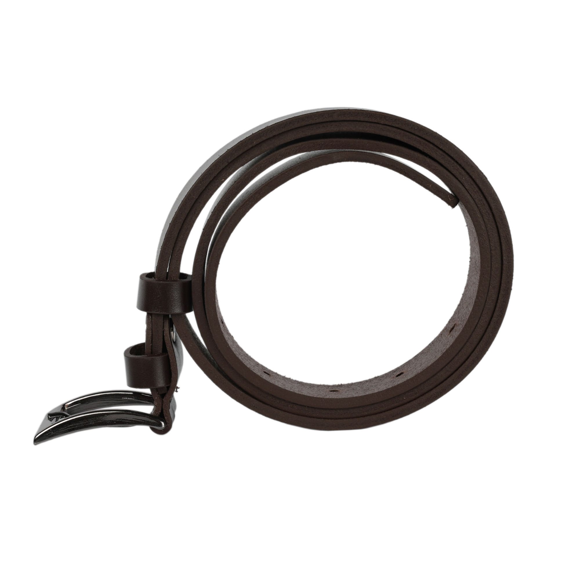 Curea barbati din piele naturala maro-inchis Simple - imagine 3