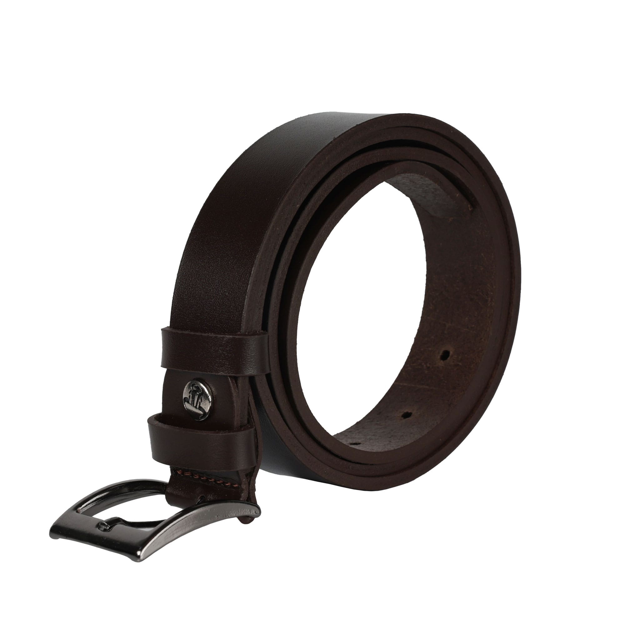 Curea barbati din piele naturala maro-inchis Simple - imagine 4