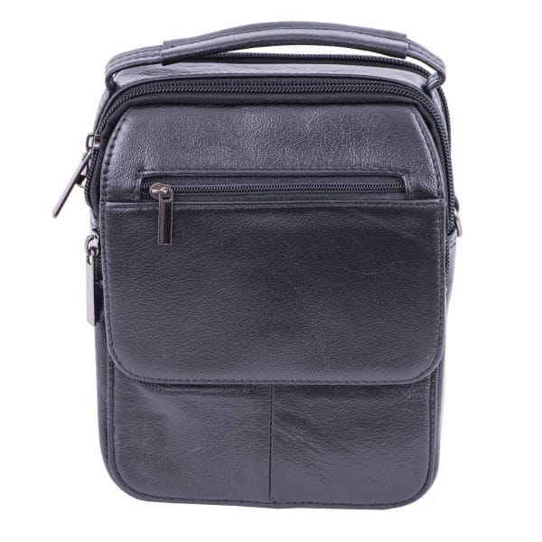 Geanta barbati din piele naturala neagra Hand Carrier