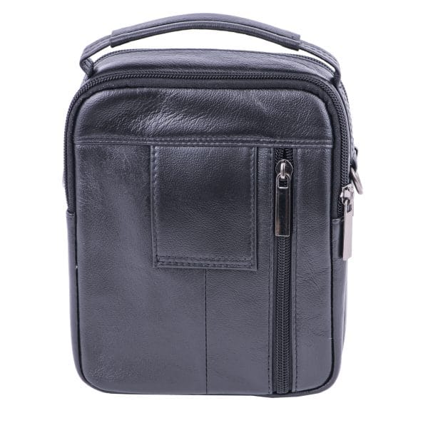 Geanta barbati din piele naturala neagra Hand Carrier - imagine 3