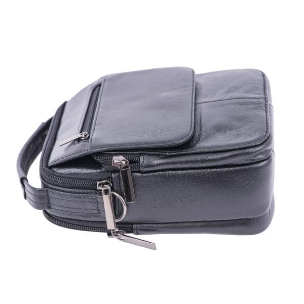Geanta barbati din piele naturala neagra Hand Carrier - imagine 5